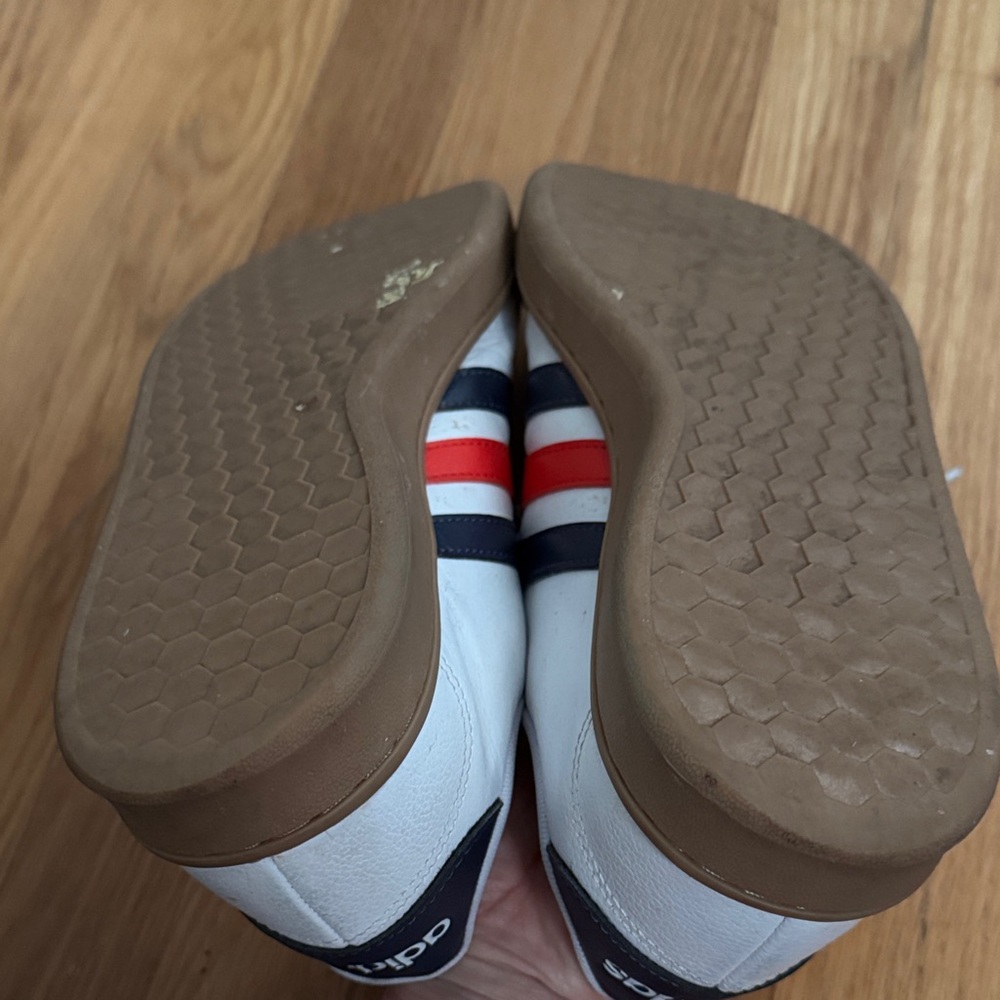 adidas White Sneakers with Navy & Red Stripes - Picture 8 of 9